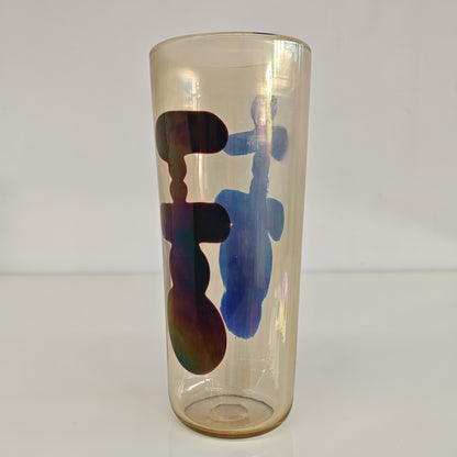 Raro vaso artistico in Vetro di Murano, Venini serie "a Macchie" disegnata da Fulvio Bianconi anni 50