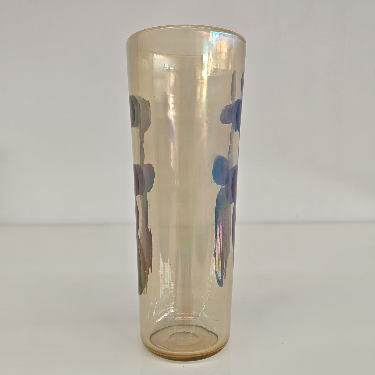 Raro vaso artistico in Vetro di Murano, Venini serie "a Macchie" disegnata da Fulvio Bianconi anni 50