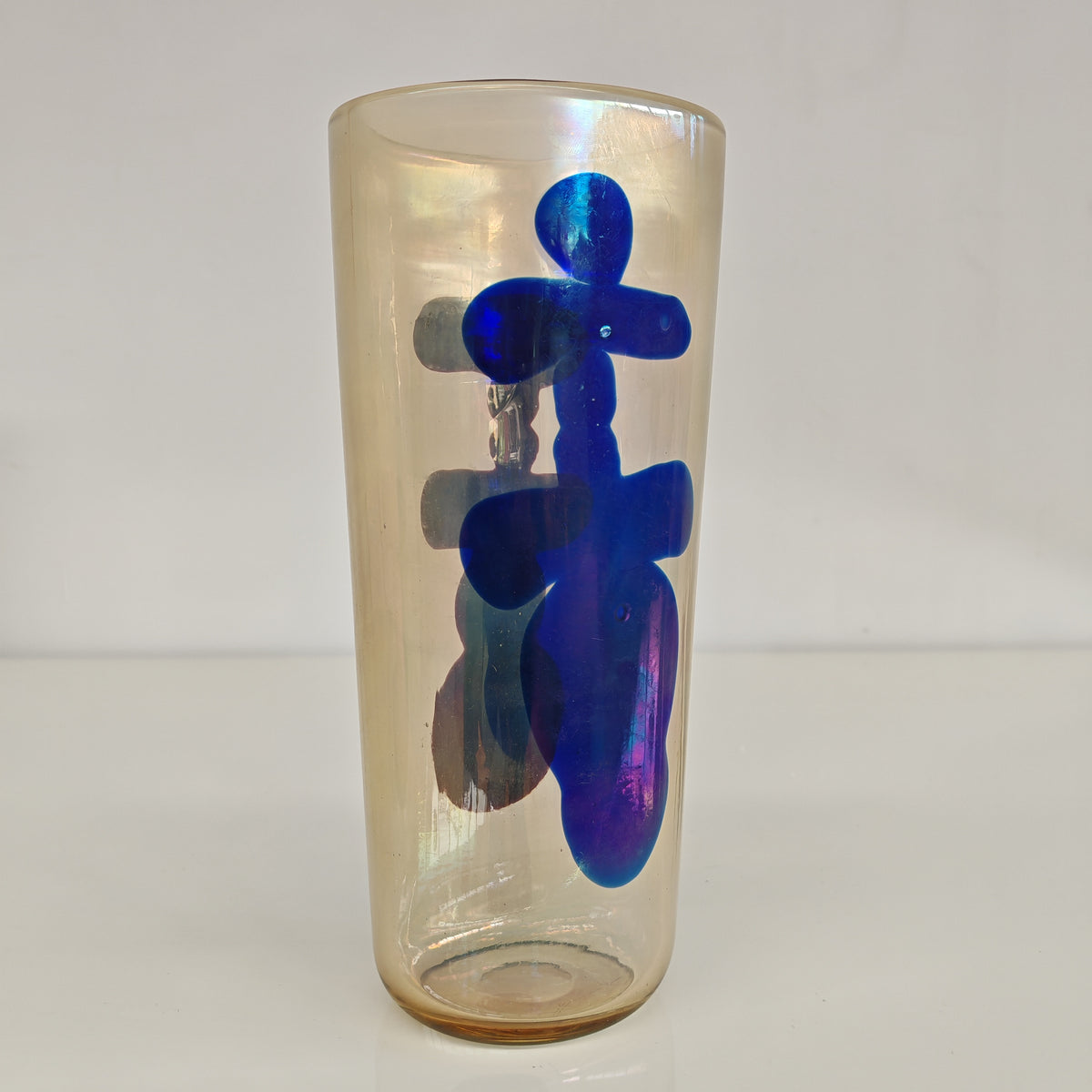 Raro vaso artistico in Vetro di Murano, Venini serie "a Macchie" disegnata da Fulvio Bianconi anni 50