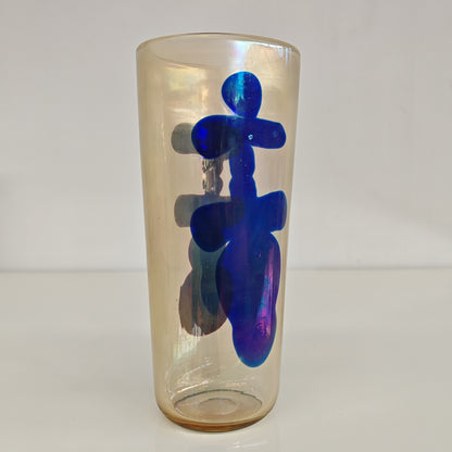 Raro vaso artistico in Vetro di Murano, Venini serie "a Macchie" disegnata da Fulvio Bianconi anni 50