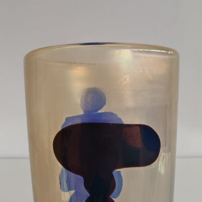 Raro vaso artistico in Vetro di Murano, Venini serie "a Macchie" disegnata da Fulvio Bianconi anni 50