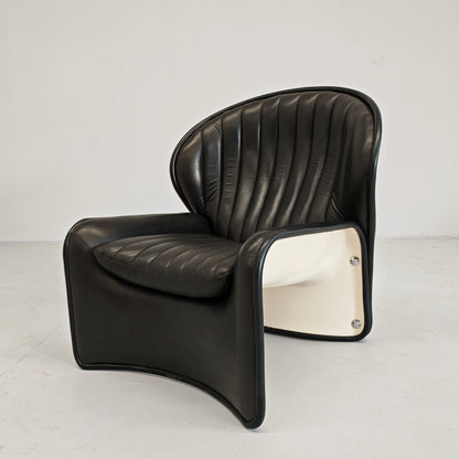 Fauteuil Space Age en cuir mod. Lotus, André Vandenbeuk pour Strässle, années 60