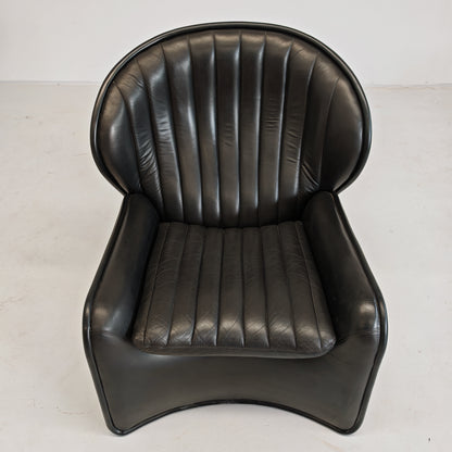 Fauteuil Space Age en cuir mod. Lotus, André Vandenbeuk pour Strässle, années 60