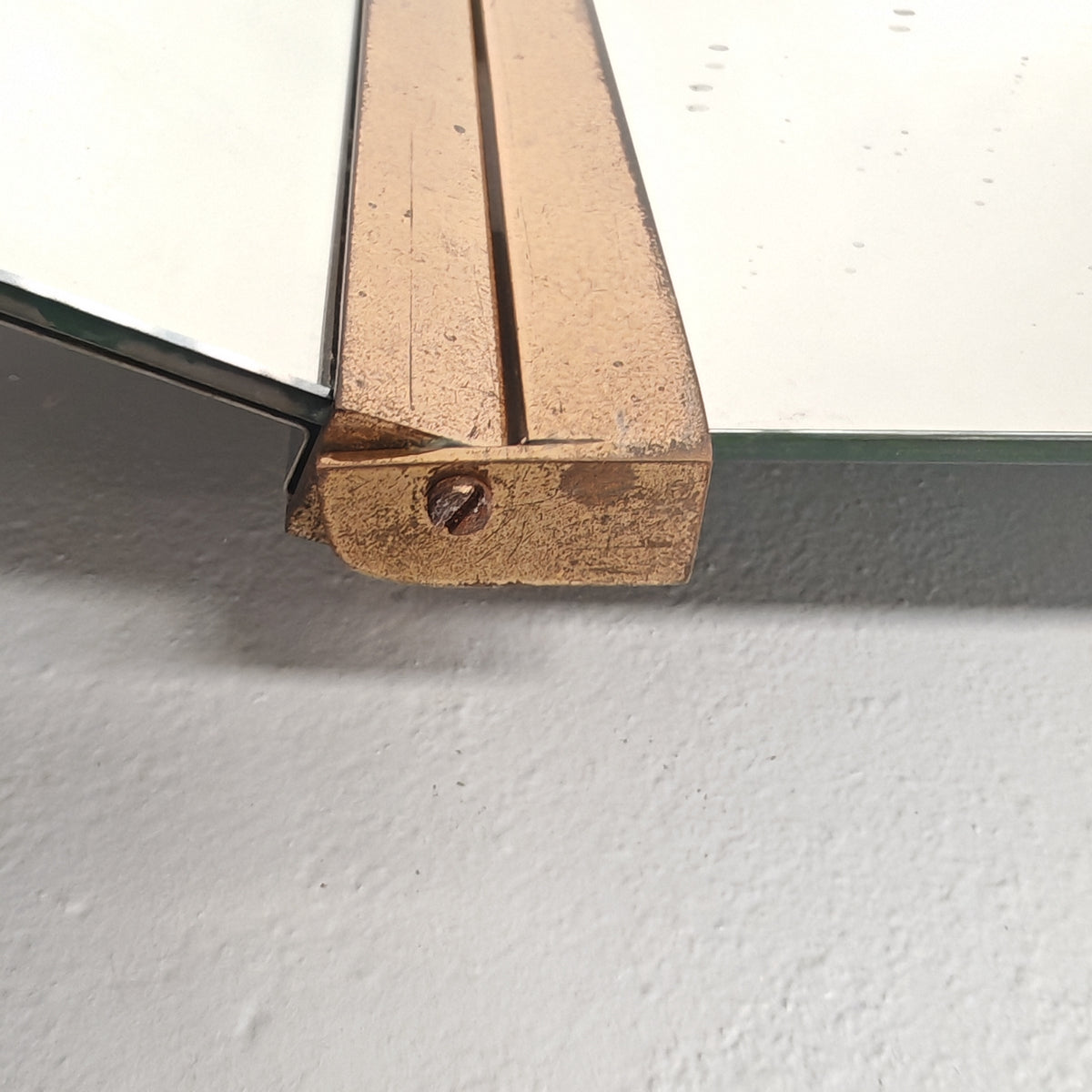 Specchio pieghevole in ottone vintage anni 70