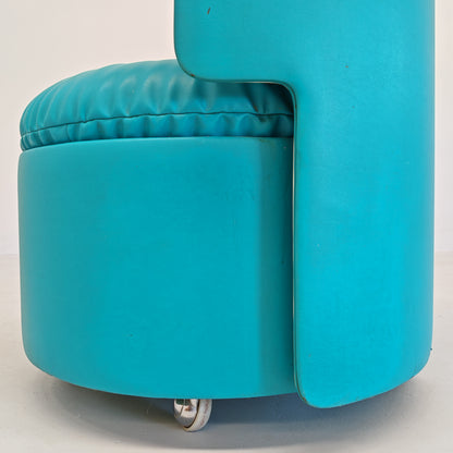 Petit fauteuil bleu Dilly Dally de L. Massoni pour Poltrona Frau, années 70