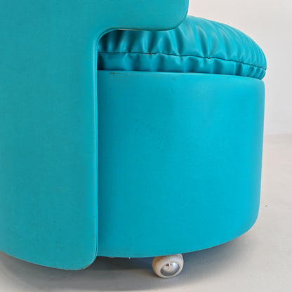 Petit fauteuil bleu Dilly Dally de L. Massoni pour Poltrona Frau, années 70