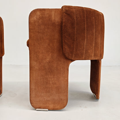 Fauteuils Dinette en daim de Luigi Massoni pour Poltrona Frau, années 70