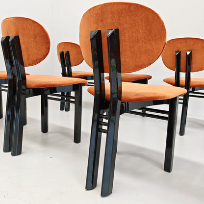 Ensemble de 8 chaises en velours mod. "MED" G. Stoppino et L. Acerbis pour Acerbis, années 1980