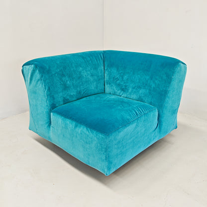 Divano modulare (8) velluto azzurro mod. Fiandra Vico Magistretti per Cassina anni 70/80