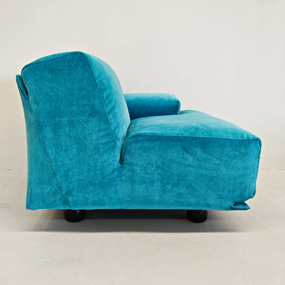 Divano modulare (8) velluto azzurro mod. Fiandra Vico Magistretti per Cassina anni 70/80