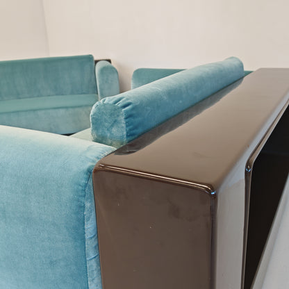 Paire de fauteuils en velours bleu ciel mod. « Gradual » Cini Boeri pour Gavina années 70