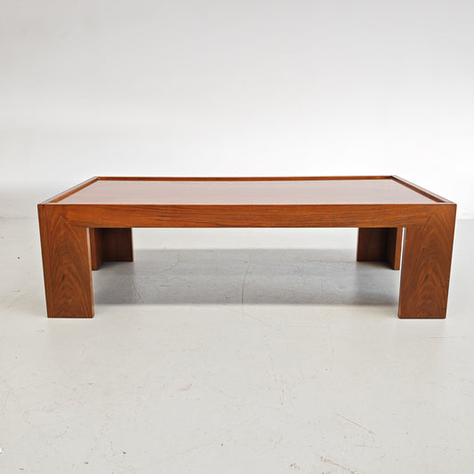 Tavolino rettangolare in noce vintage anni 70 (attribuzione Cassina Tobia Scarpa)