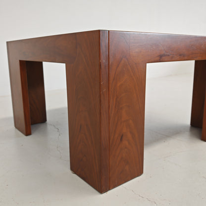 Tavolino quadrato in Legno noce vintage anni 70 (CM65X65)
