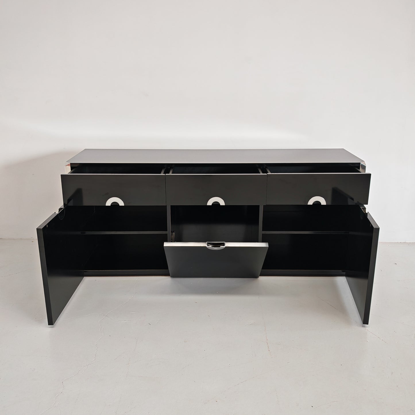 Sideboard Willy Rizzo per Mario Sabot anni 70 Nero