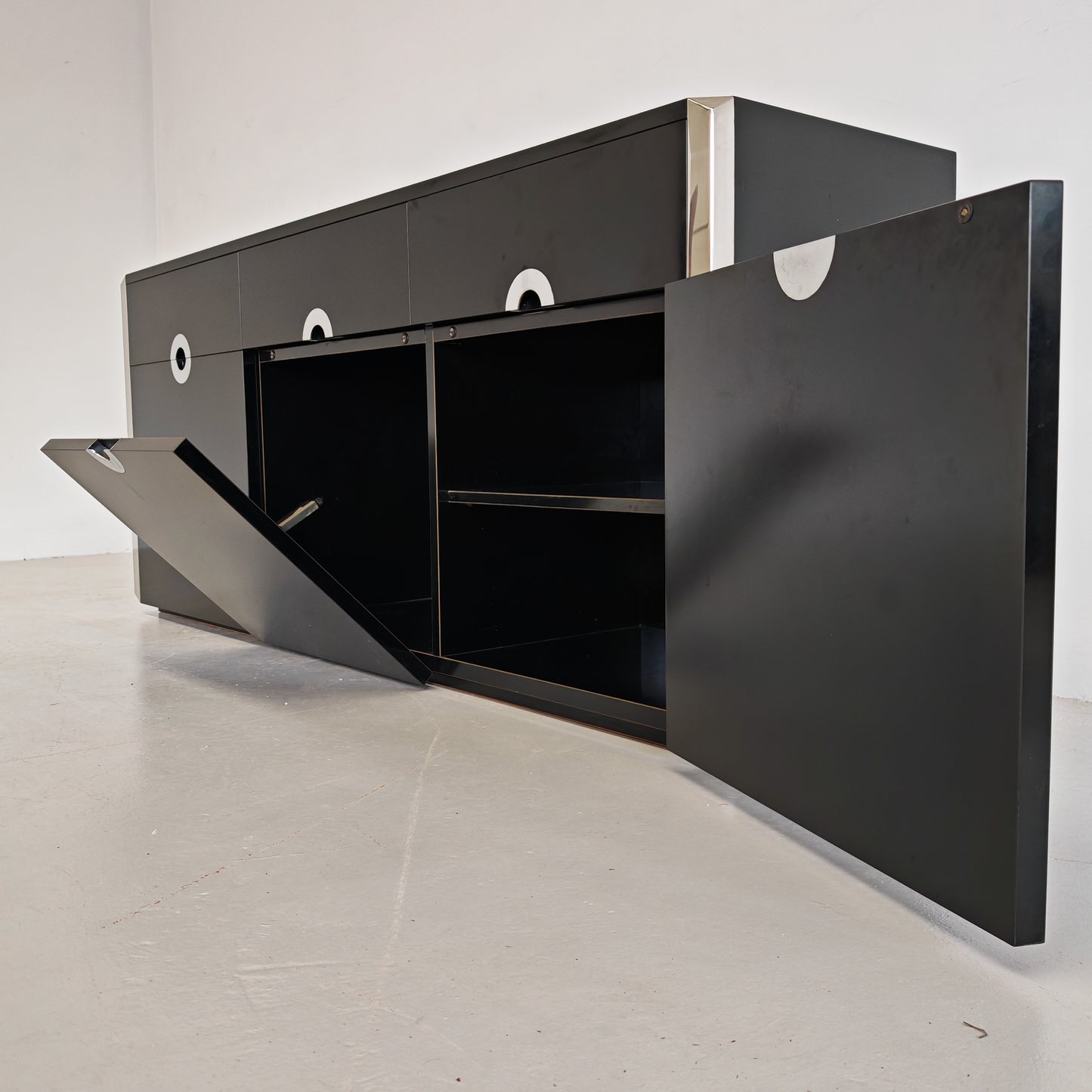 Sideboard Willy Rizzo per Mario Sabot anni 70 Nero