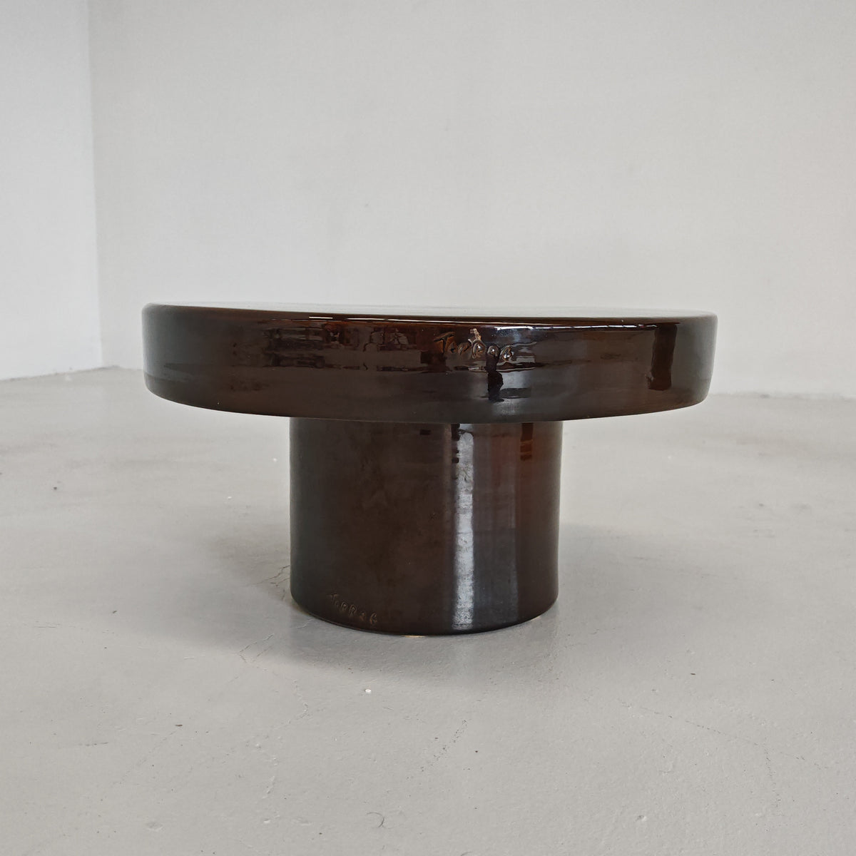 Petite table ronde en céramique « Terrae » de Raffaello Biagetti, années 70 (petit modèle)