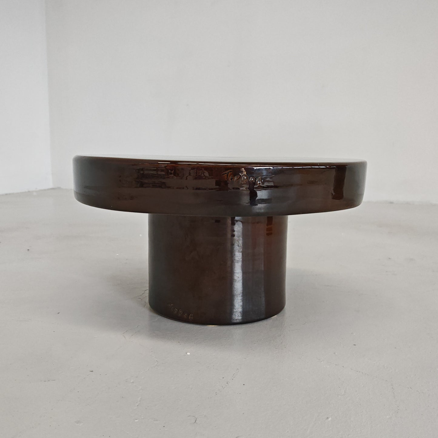 Tavolino tondo ceramica "Terrae" Raffaello Biagetti anni 70 (piccolo)