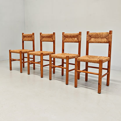 4 Sedie design in Legno abete e corda  Raffaello Biagetti anni 70 (nello stile di Charlotte Perriand)