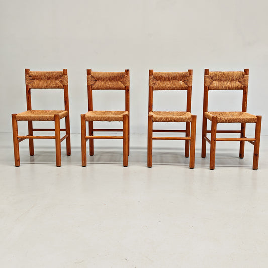 4 Sedie design in Legno abete e corda  Raffaello Biagetti anni 70 (stile perriand)
