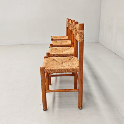 4 Sedie design in Legno abete e corda  Raffaello Biagetti anni 70 (nello stile di Charlotte Perriand)