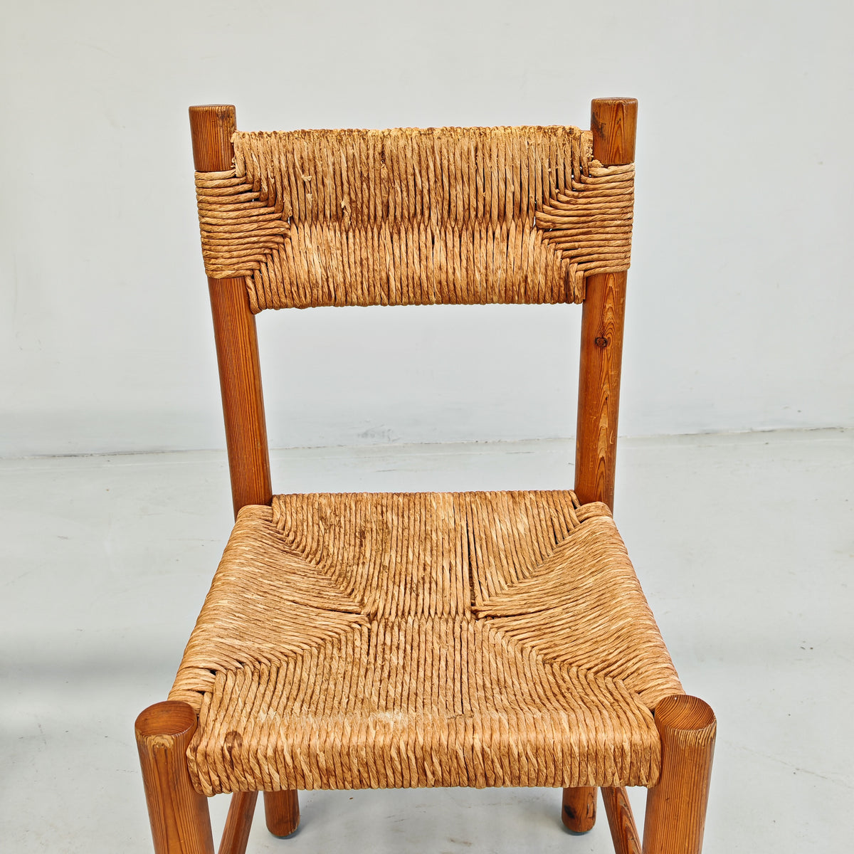 4 Sedie design in Legno abete e corda  Raffaello Biagetti anni 70 (nello stile di Charlotte Perriand)