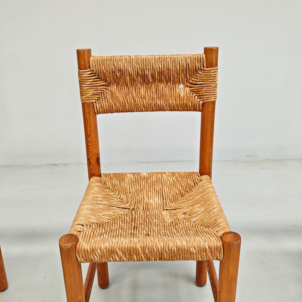 4 Sedie design in Legno abete e corda  Raffaello Biagetti anni 70 (nello stile di Charlotte Perriand)