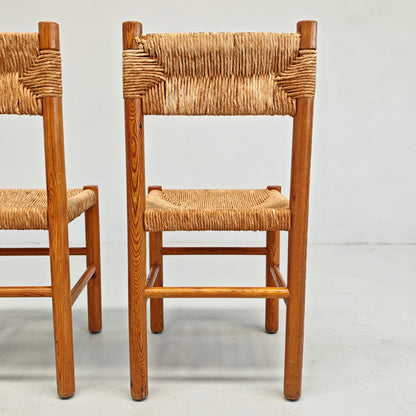 4 Sedie design in Legno abete e corda  Raffaello Biagetti anni 70 (nello stile di Charlotte Perriand)