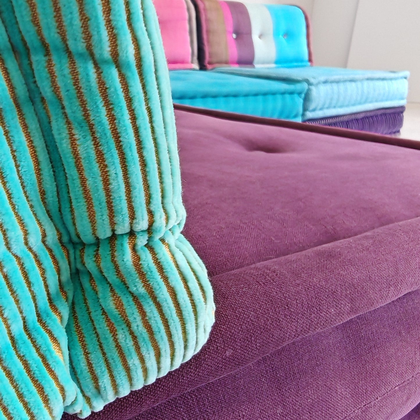 Divano modulare Mah Jong By Missoni, H. Hopfer per Roche Bobois 4 posti (blu)