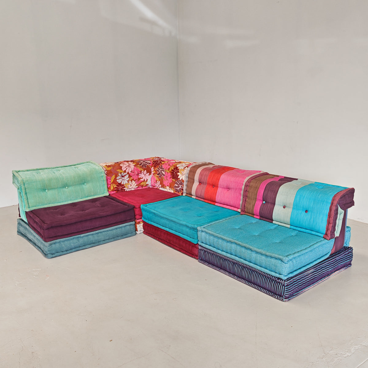 Canapé modulable Mah Jong par Missoni, H. Hopfer pour Roche Bobois, 4 places (bleu)