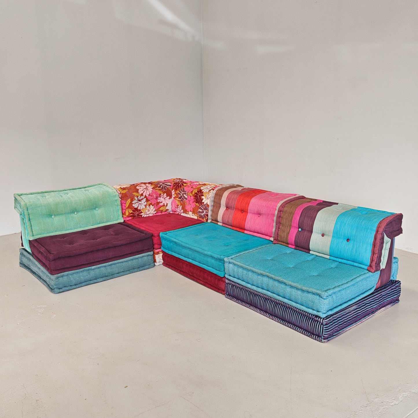 Divano modulare Mah Jong By Missoni, H. Hopfer per Roche Bobois 4 posti (blu)