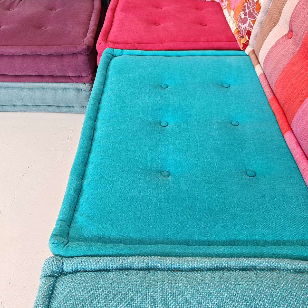 Canapé modulable Mah Jong par Missoni, H. Hopfer pour Roche Bobois, 4 places (bleu)