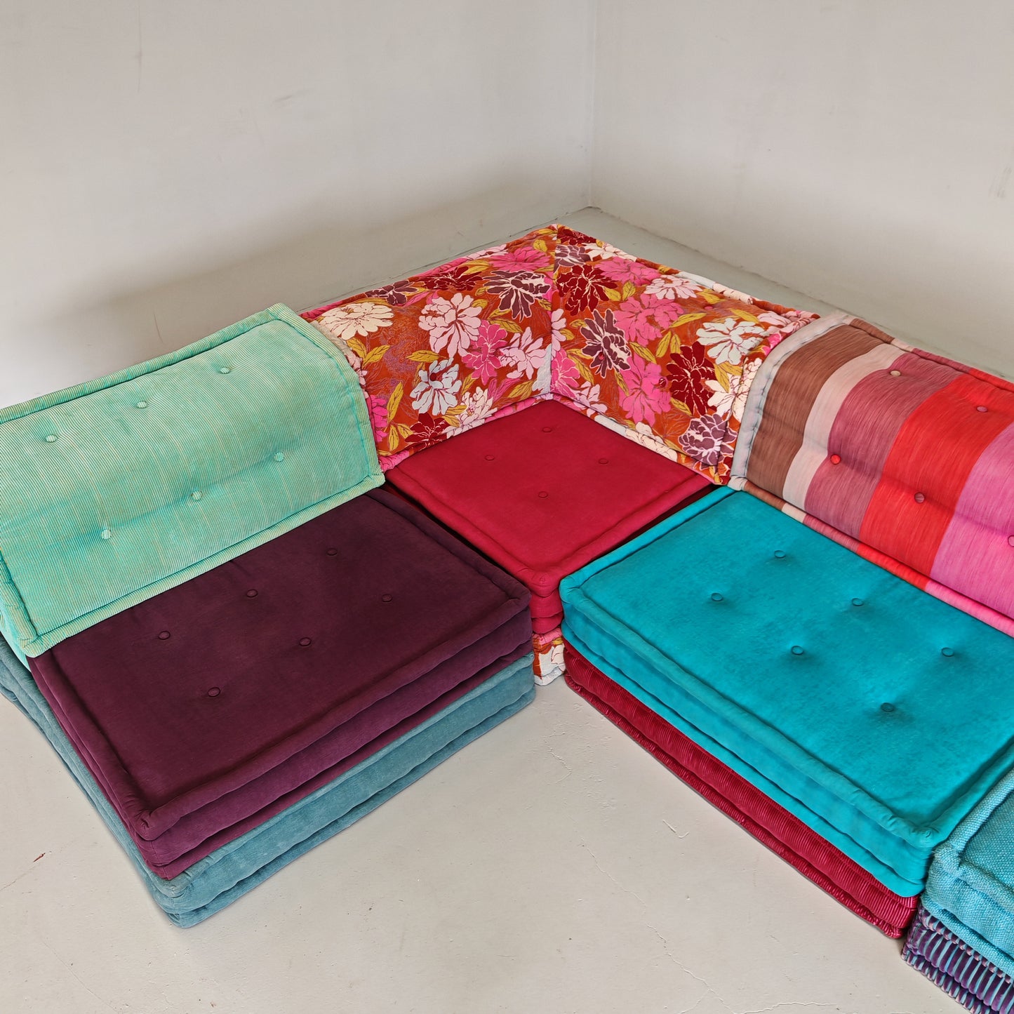 Divano modulare Mah Jong By Missoni, H. Hopfer per Roche Bobois 4 posti (blu)