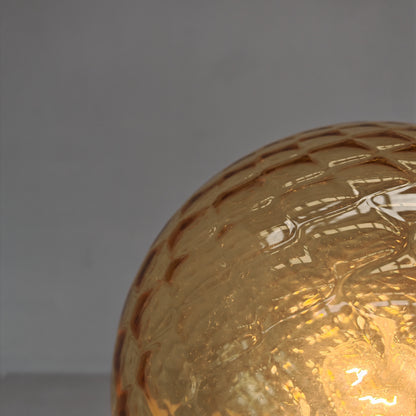 Lampada sfera in vetro ambra stile Balloton Venini anni 70