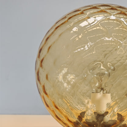 Lampada sfera in vetro ambra stile Balloton Venini anni 70