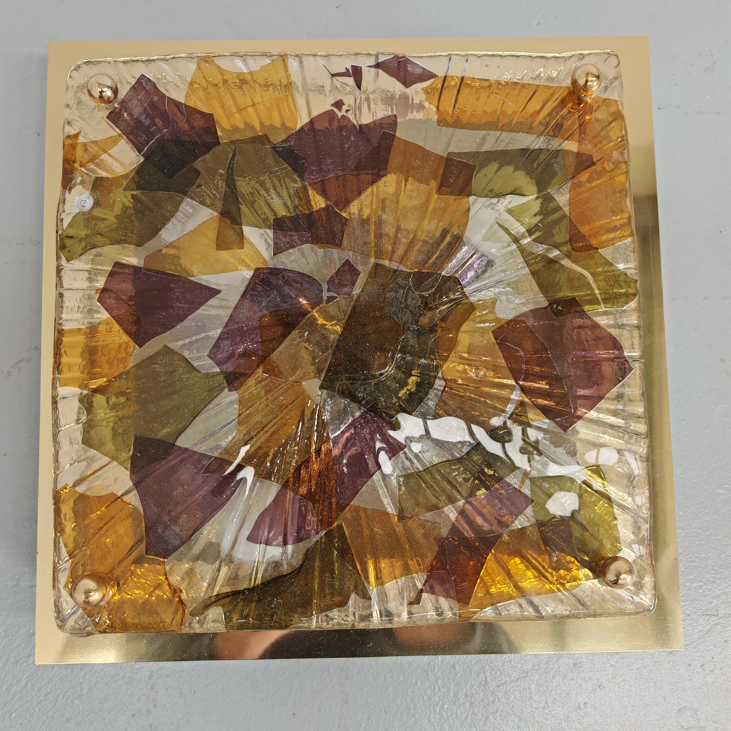 Coppia Applique quadrate in vetro multicolore di Murano La Murrina vintage anni 70