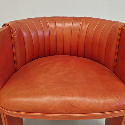 Coppia Poltrone a pozzetto in pelle mod. Dinette, Luigi Massoni per Poltrona Frau anni 70