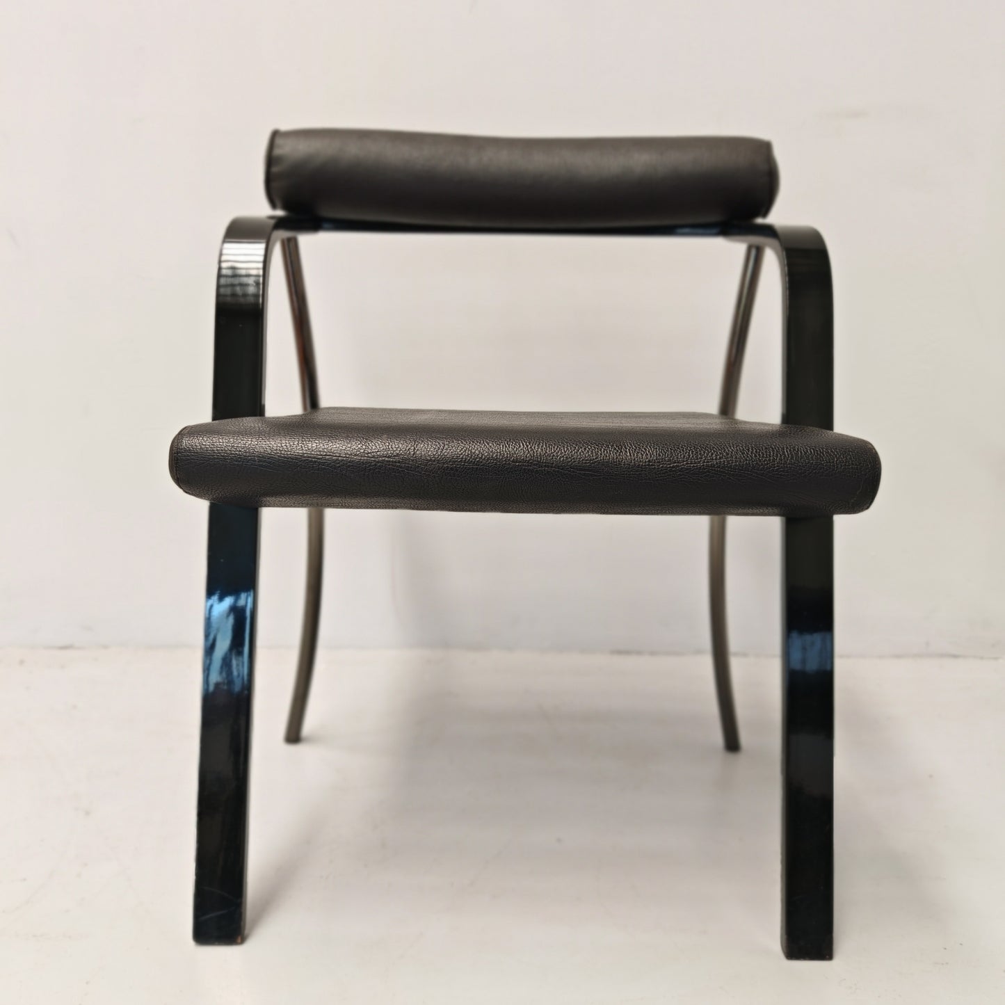 4 Sedie poltroncine nere con braccioli vintage anni 80