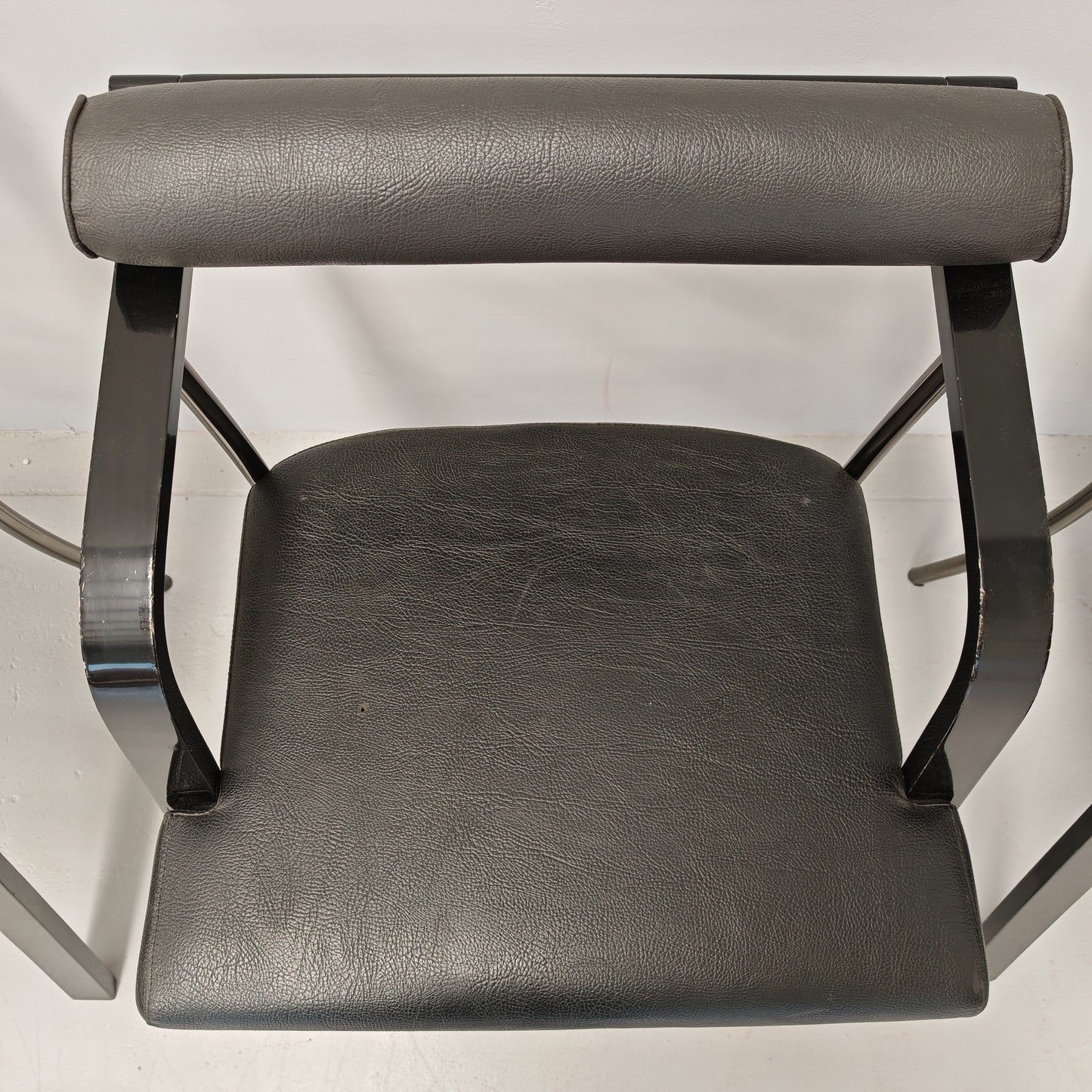 4 Sedie poltroncine nere con braccioli vintage anni 80