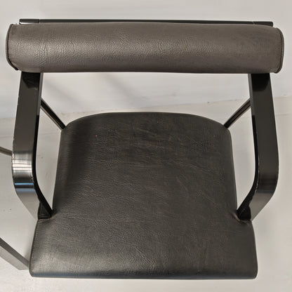 4 chaises fauteuils noires avec accoudoirs, vintage des années 80