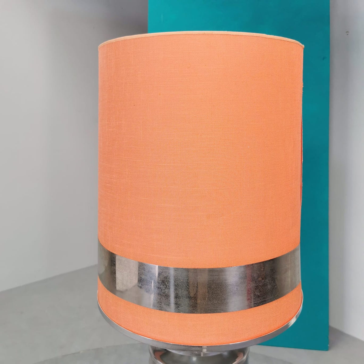 Lampe vintage des années 70 avec abat-jour en tissu