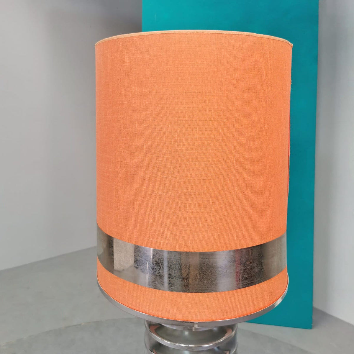 Lampe vintage des années 70 avec abat-jour en tissu