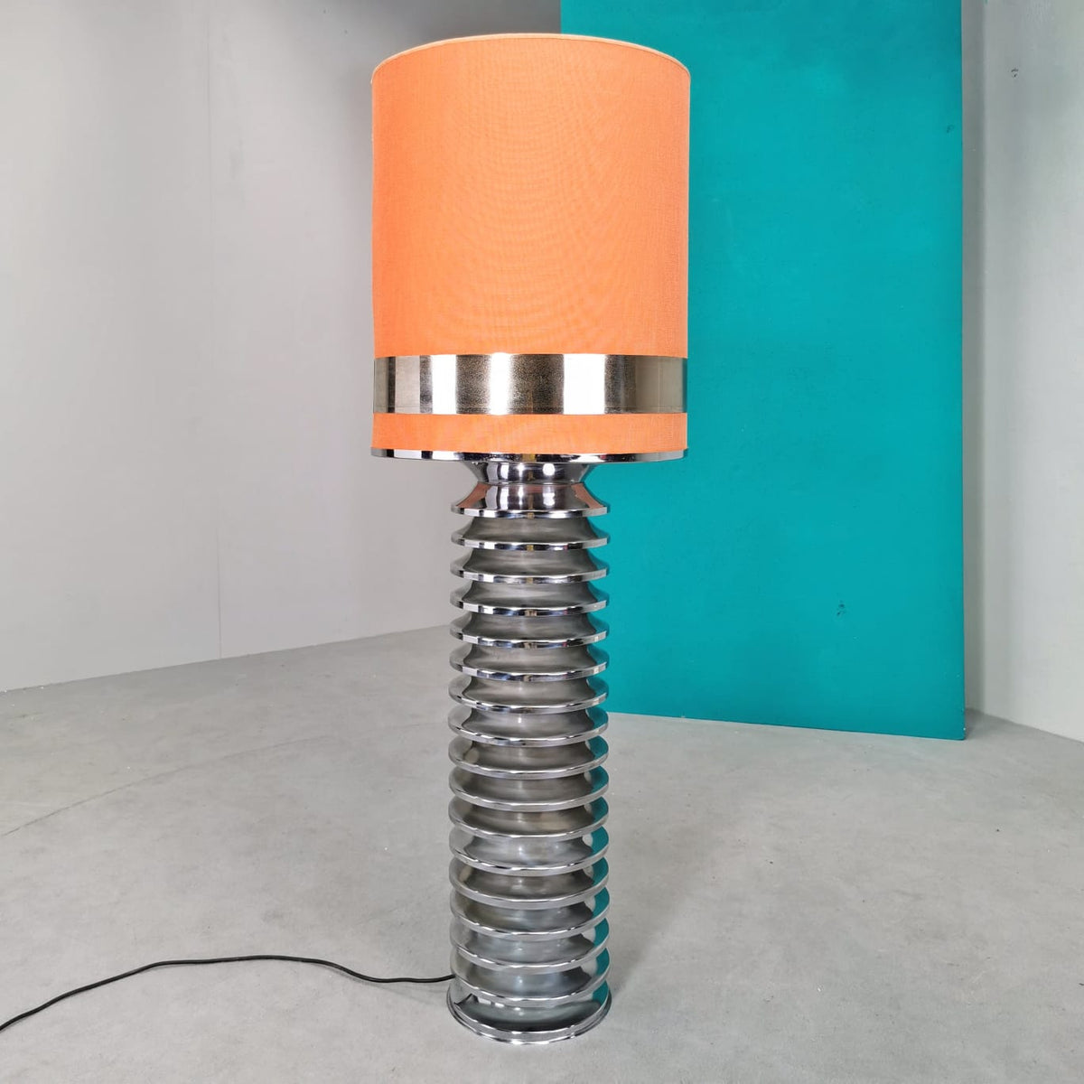 Lampe vintage des années 70 avec abat-jour en tissu