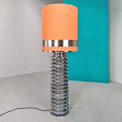 Lampe vintage des années 70 avec abat-jour en tissu