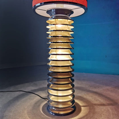 Lampe vintage des années 70 avec abat-jour en tissu