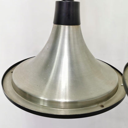 Lustre vintage des années 60/70, style Space Age, avec pampilles en acier