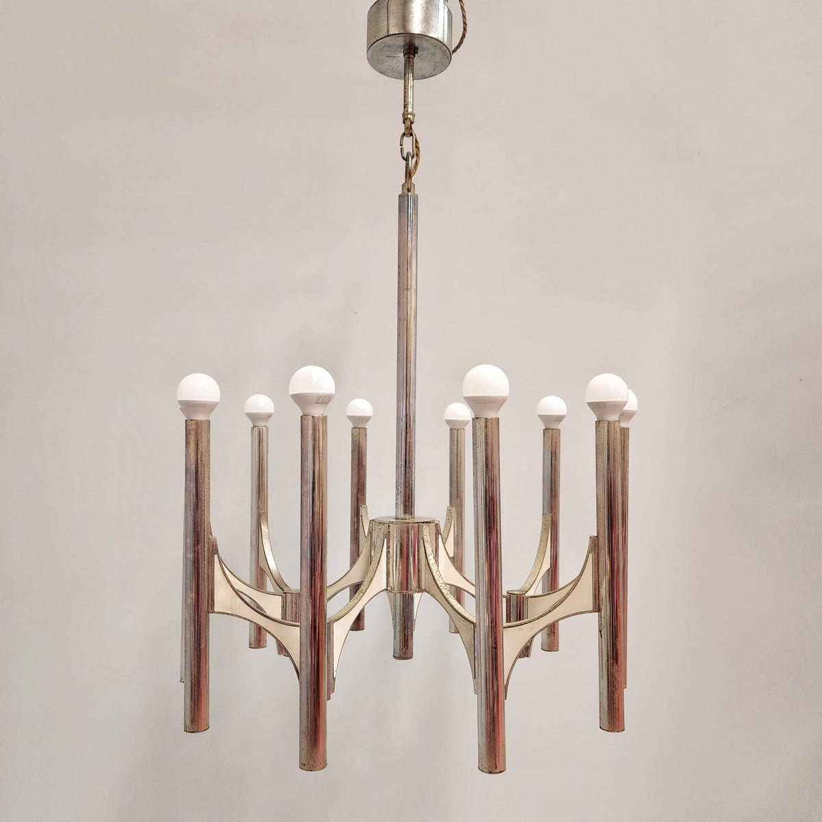 Lustre Sciolari vintage des années 70 à 10 lumières