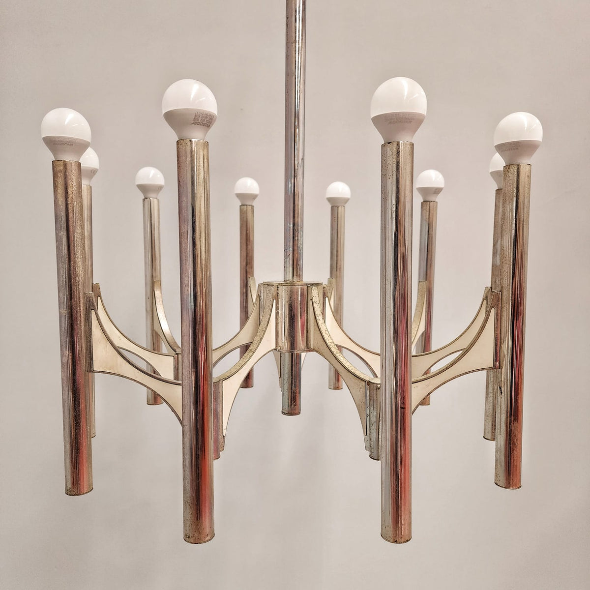 Lustre Sciolari vintage des années 70 à 10 lumières