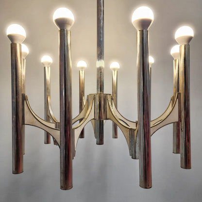 Lustre Sciolari vintage des années 70 à 10 lumières