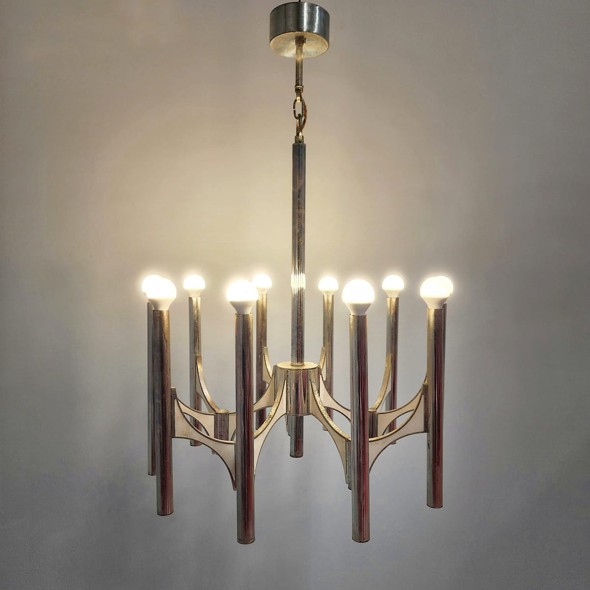 Lustre Sciolari vintage des années 70 à 10 lumières