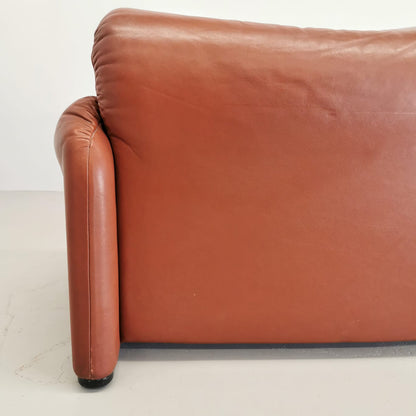 Divano 2 posti in pelle Maralunga Vico Magistretti per Cassina 1970's (B)
